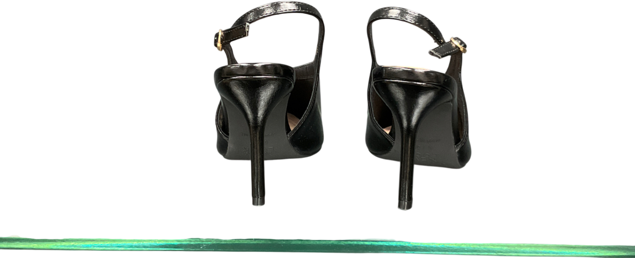 New Look Black High Vamp Faux Leather Slingback Heels UK 5 EU 38 👠