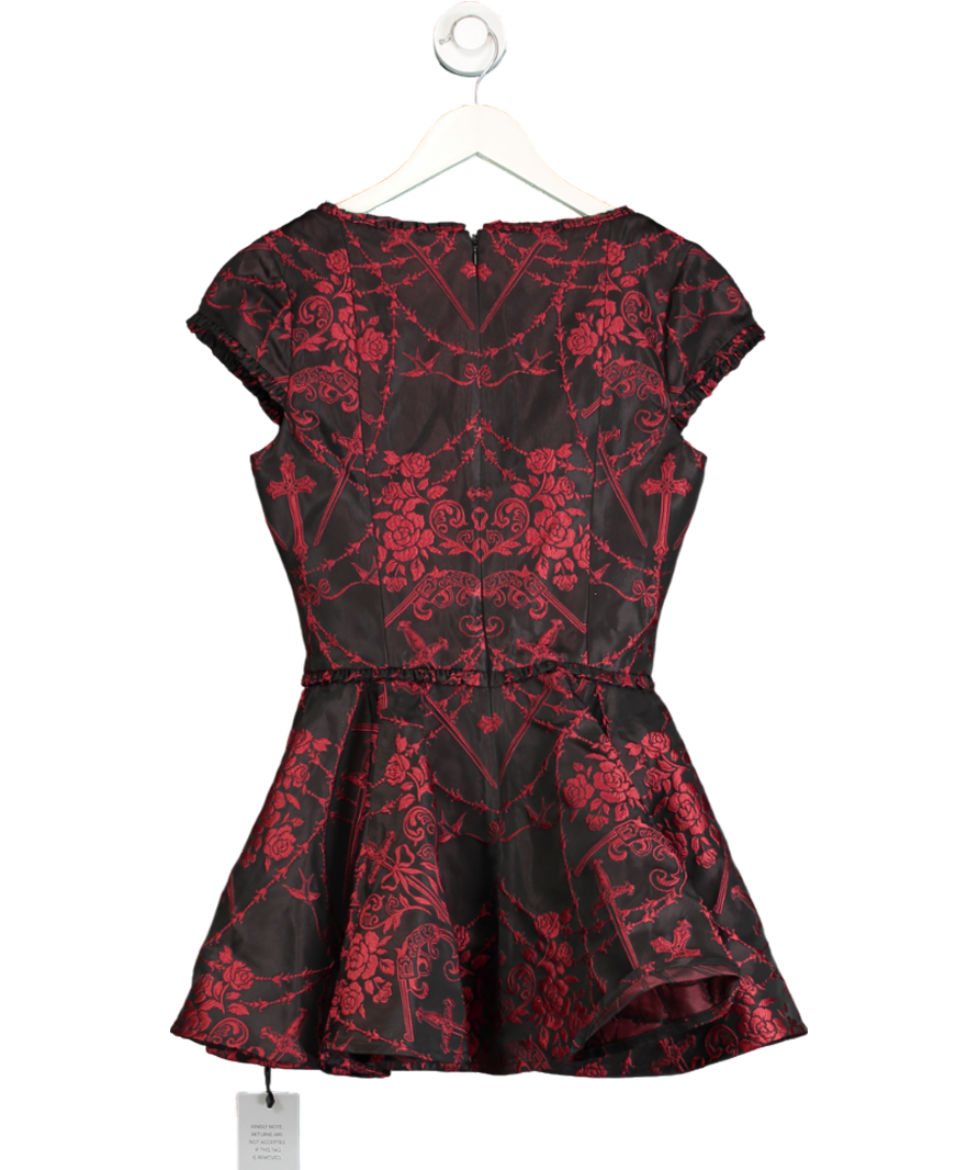 LOBA Alana Mini Dress With Attached Underwear In Black & Red UK XS