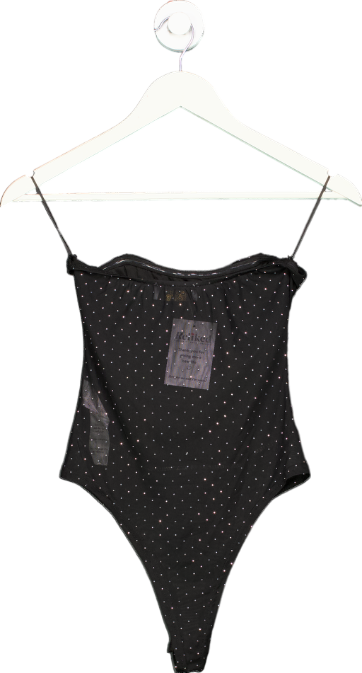 Quiz Black Embellished Bodysuit UK 8