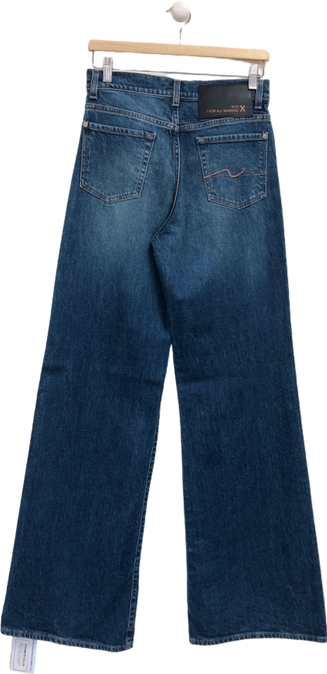 7 For All Mankind Blue Wide Leg Jeans UK 8