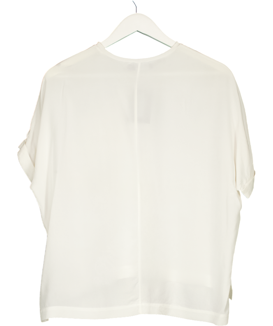 ME + EM White Silk Short Sleeve Top UK 6