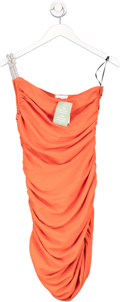 H&M Orange Rhinestone Strap One Shoulder Dress UK 10