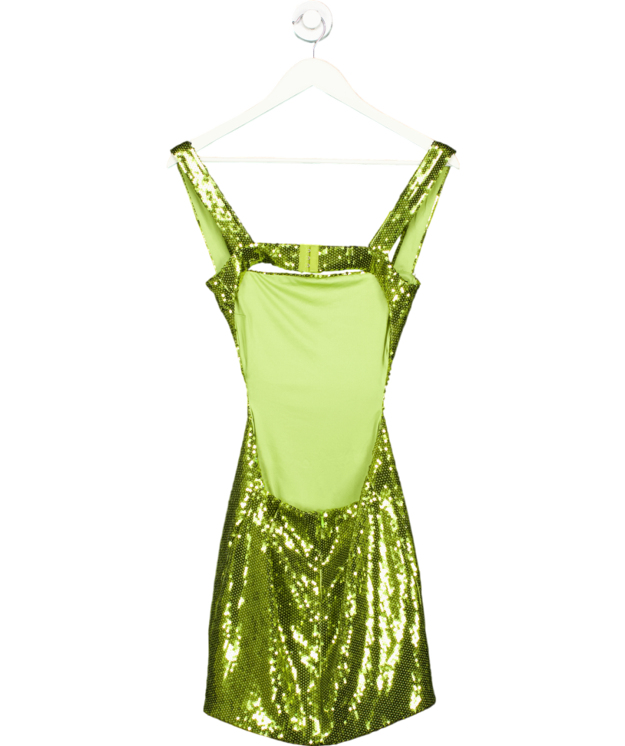 Meshki Green Adoria Sequin Cut Out Mini Dress UK S