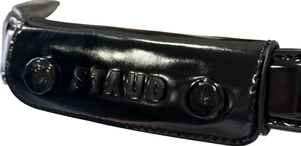 Staud Black Good Night Moon Logo-debossed Bag