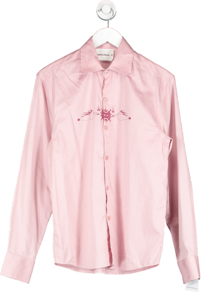 HereticNine Pink Oversized Shirt With Tattoo Print UK XS