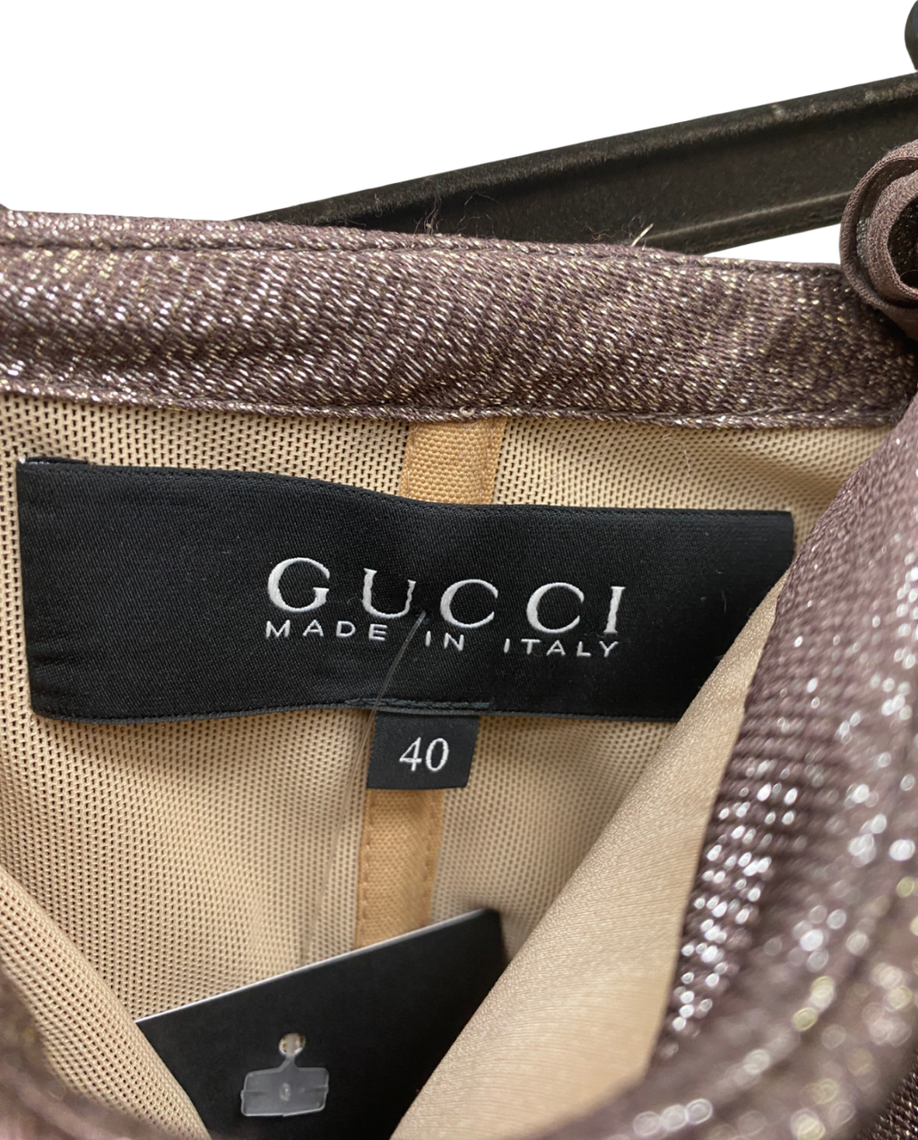 Gucci Metallic Side Draped Gown UK 8