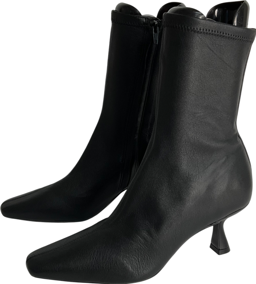 Next Black Leather Premium Ankle Sock Boots UK 5 EU 38 👠