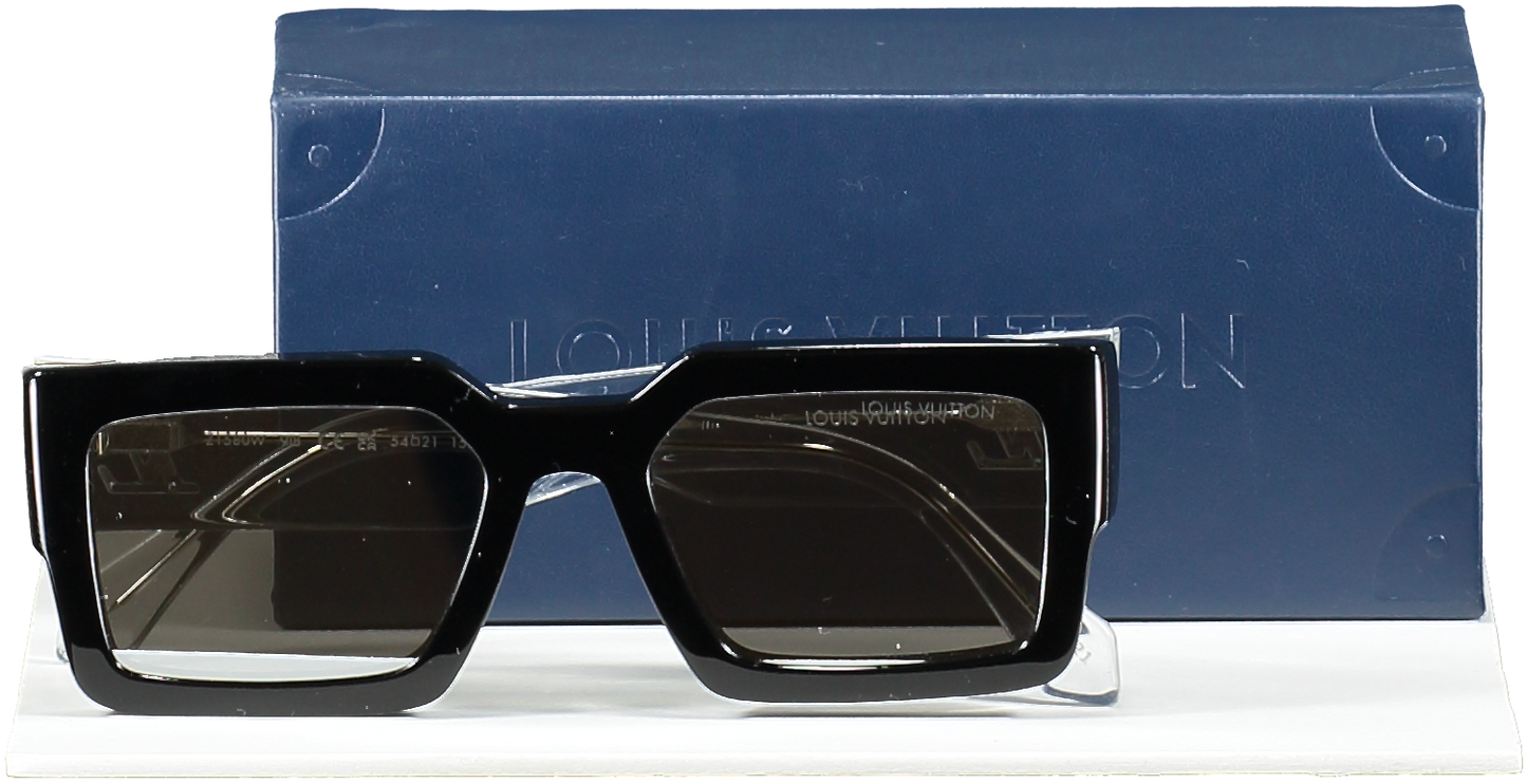 Louis Vuitton Black Lv Logo Clash Mirror Square Sunglasses in Case