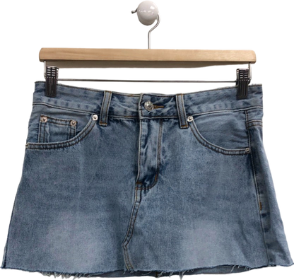 White Fox Blue Denim Mini Skirt UK S