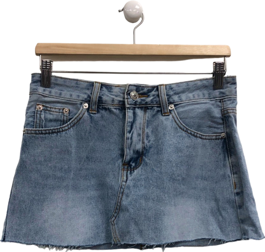 White Fox Blue Denim Mini Skirt UK S