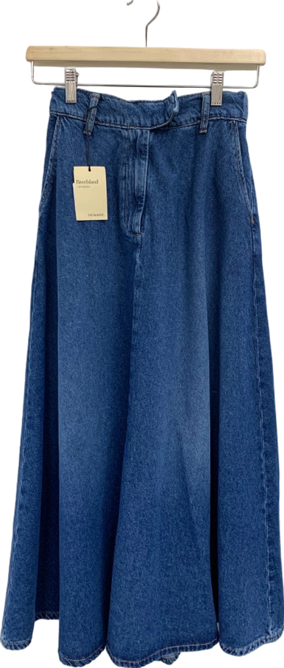 River Island Blue Relaxed Denim Skirt UK 8