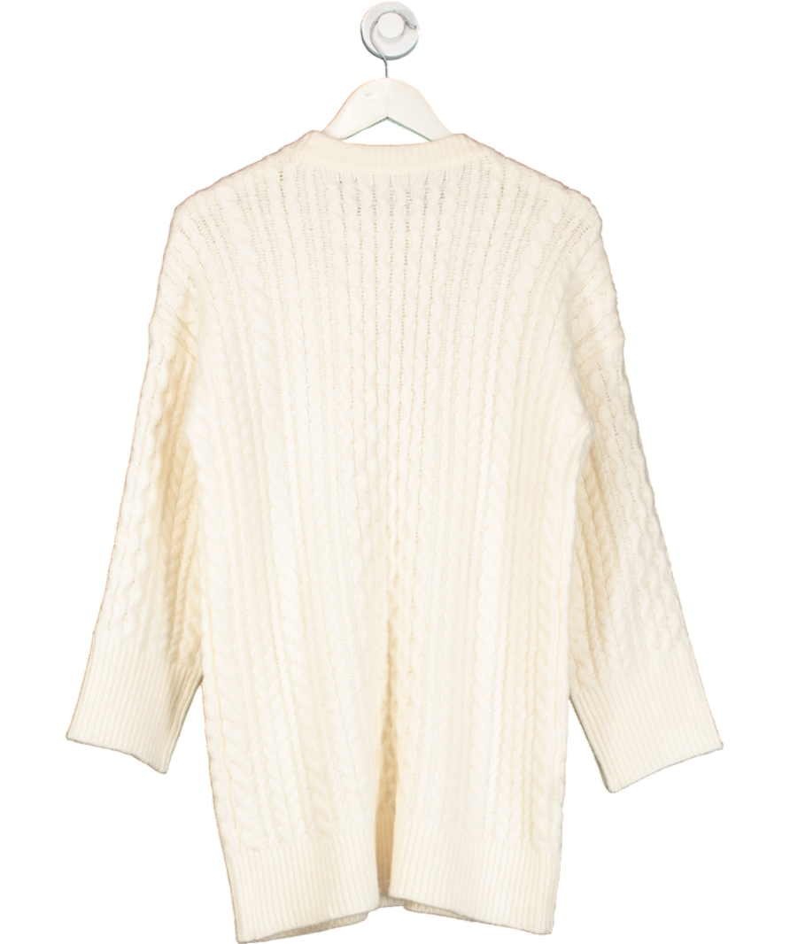 Abercrombie & Fitch Cream Madeline Crew Neck Cable Knit Sweater Mini Dress UK S