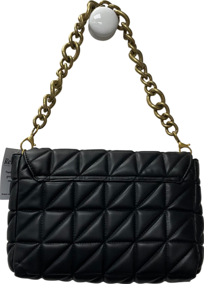 ZARA Black Quilted Shoulder Bag With Chain One Size