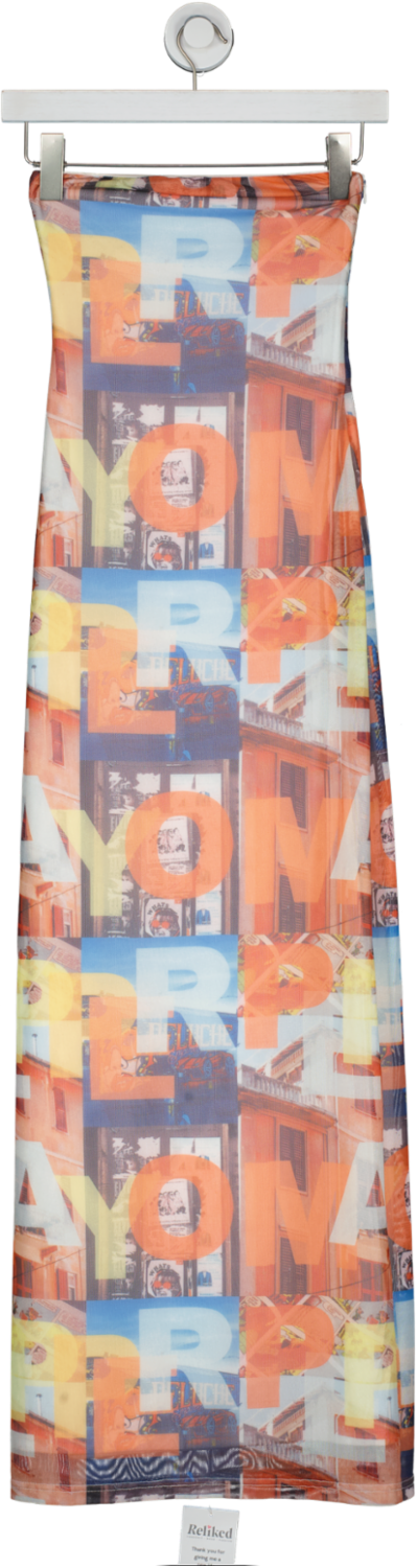 Peppamayo Orange Printed Midi Skirt UK 4