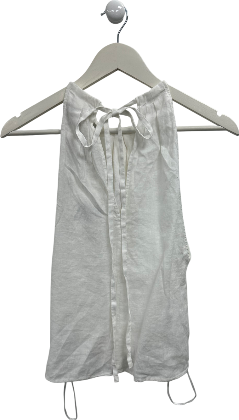 ZARA White Tie Up Blouse UK XS