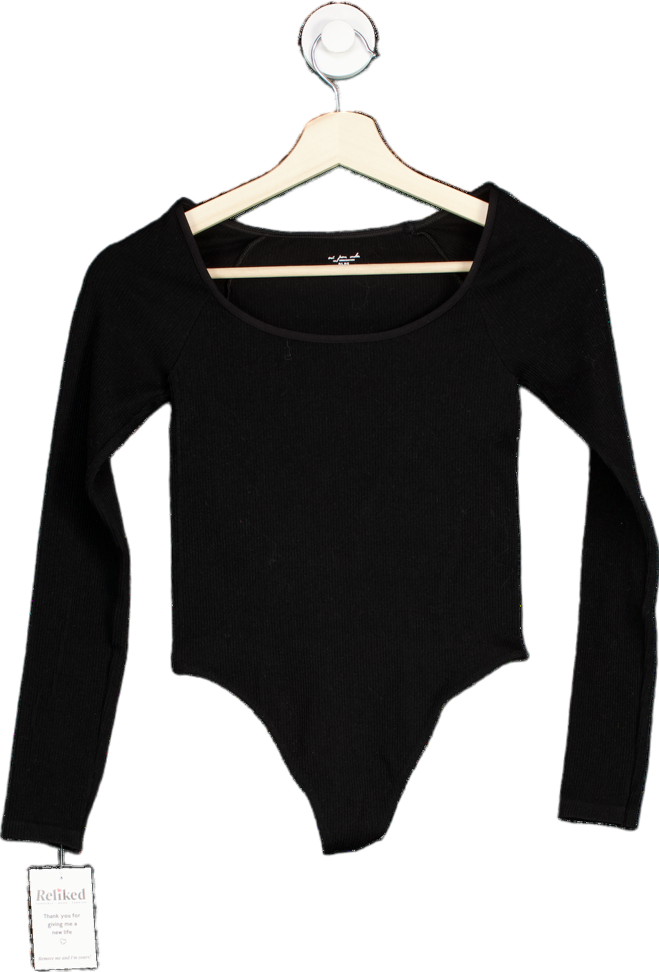 Anthropologie Out From Under Black Ribbed Long Sleeve Bodysuit M/L