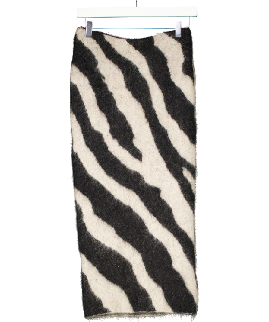 H&M Black Jacquard Knit Mohair Blend Skirt UK S