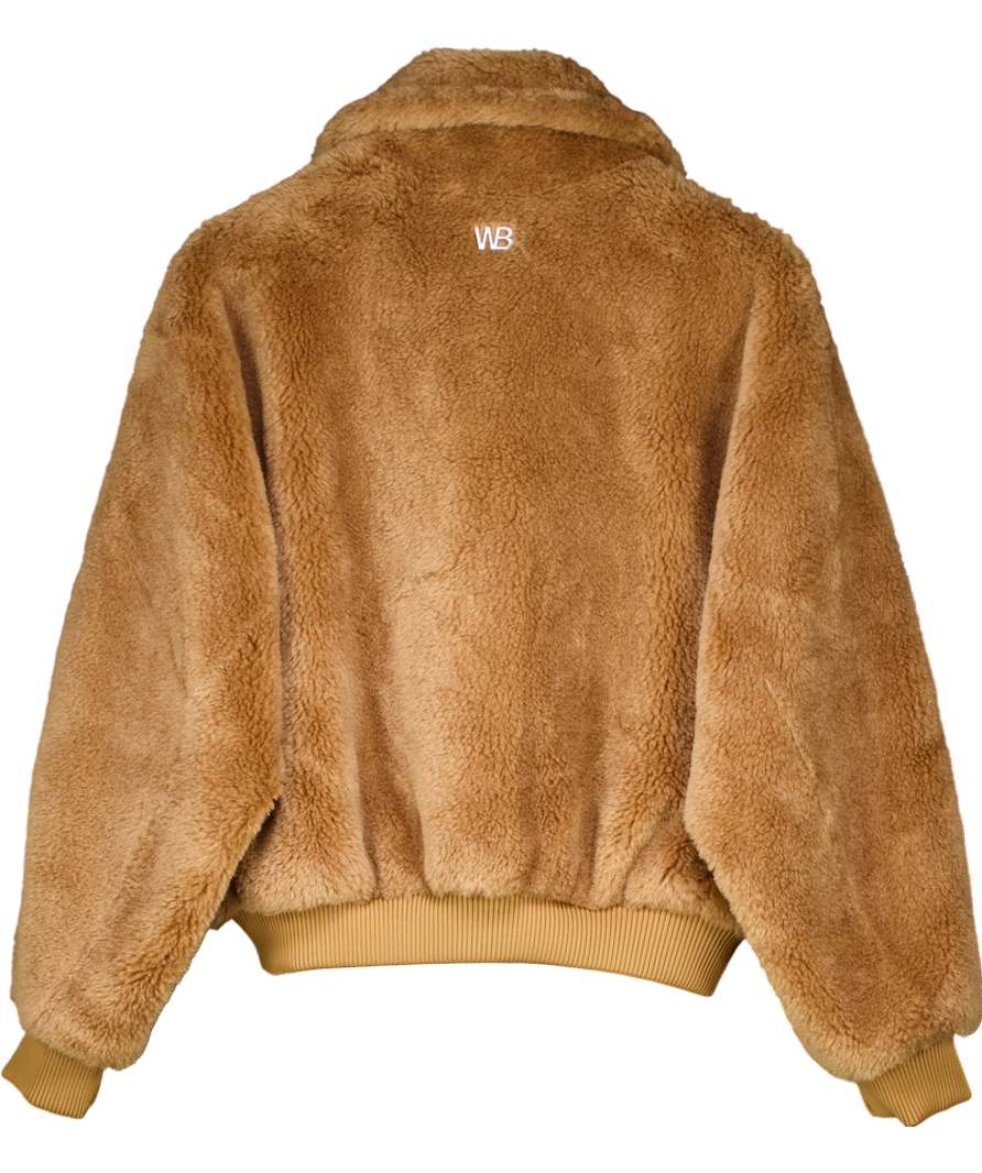 WRSTBHVR Beige Faux Fur Bomber Jacket UK M