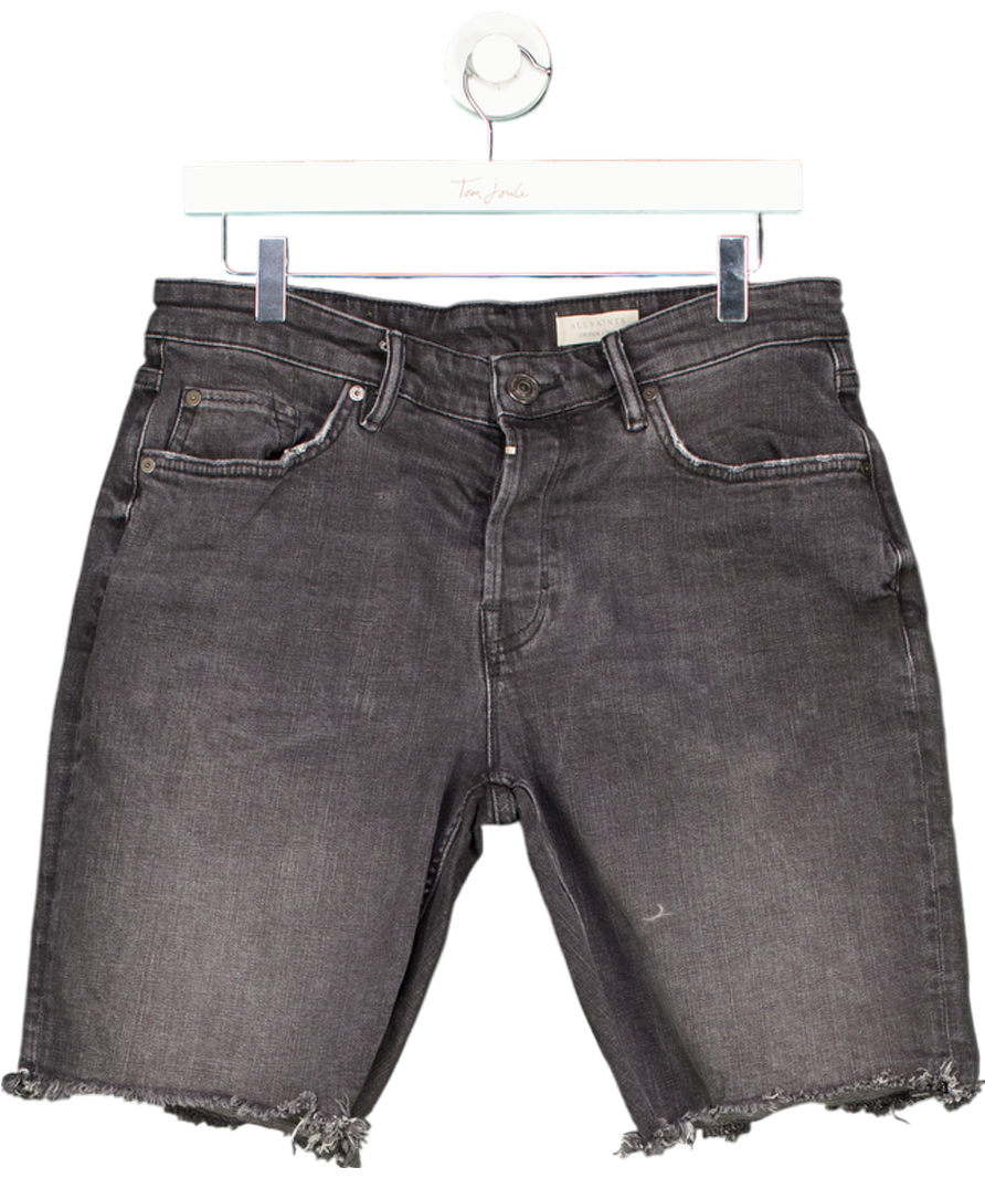 All Saints Black Switch Washed Denim Shorts W32