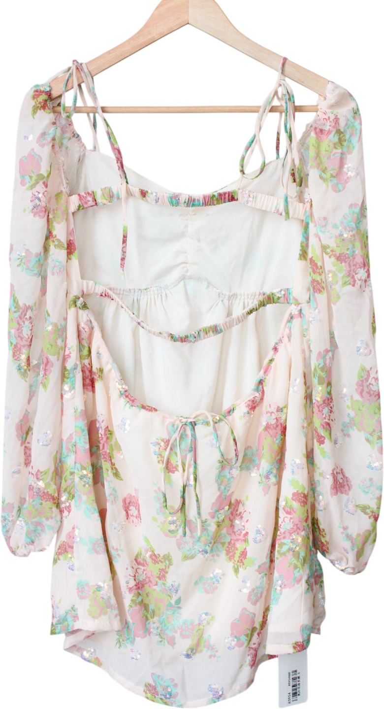 Girls Go Crazy By Jill Pink Floral Embellished Mini Dress UK S