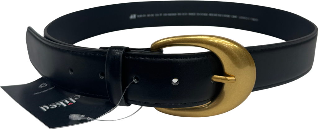 H&M Black Belt with gold buckle UK XS