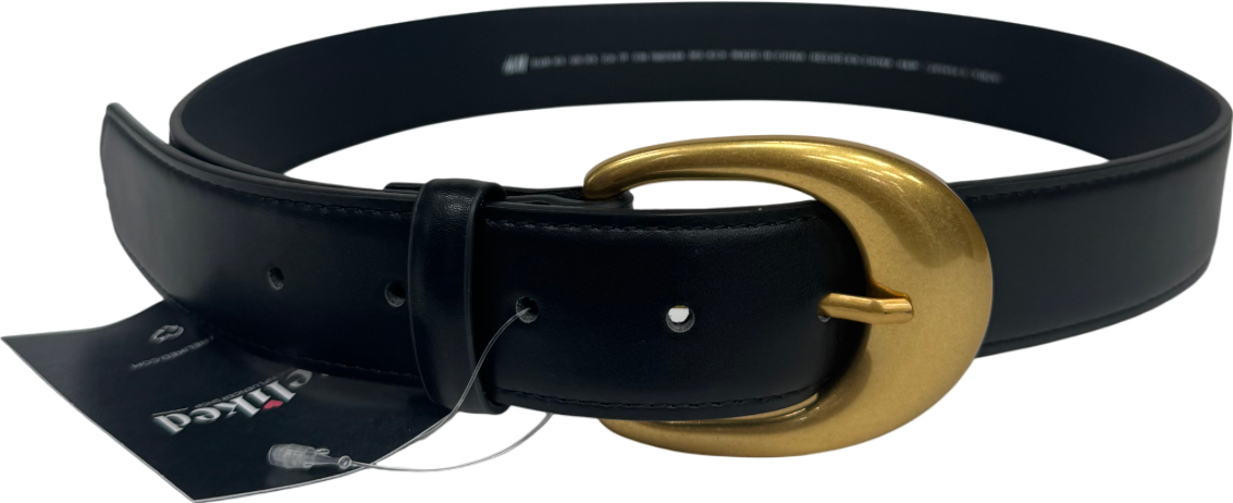 H&M Black Belt with gold buckle UK XS