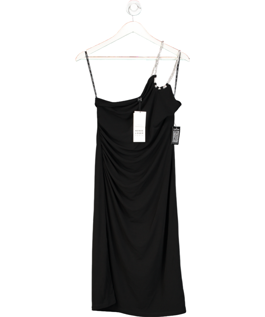 Herve Leger Black Diamante Strap Halter Neck Dress UK M