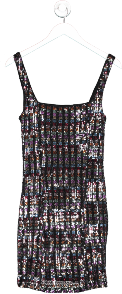 Next Multicoloured Square Neck Sequin Mini Dress UK 8