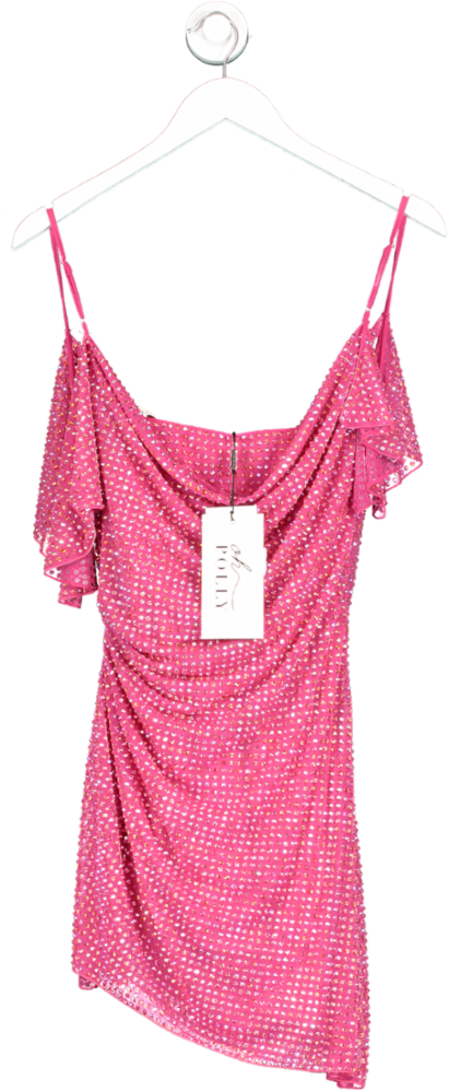 Oh Polly Pink Perla Embellished Corset Kaftan Mini Dress UK 8