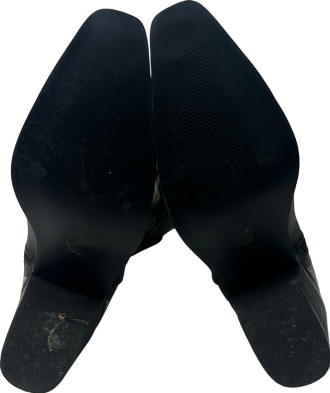 boohoo Black Vintage Look Calf Detail Embroidered Western Cowboy Boots UK 5 EU 38 👠