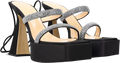 MACH & MACH Black Devon Crystal-embellished Satin Platform Sandals UK 5 EU 38