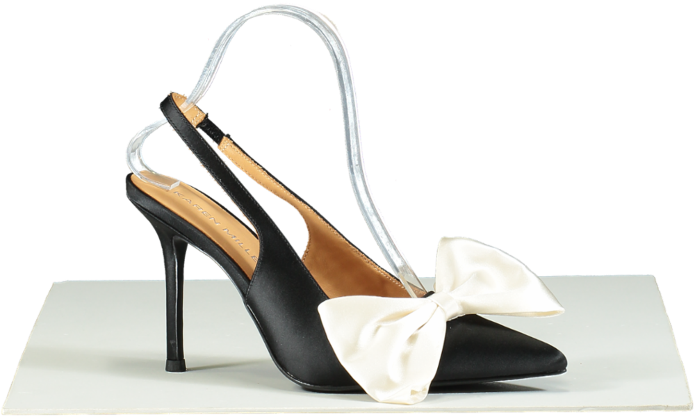 Karen Millen Black Bow Kitten Heel Slingback UK 5 EU 38