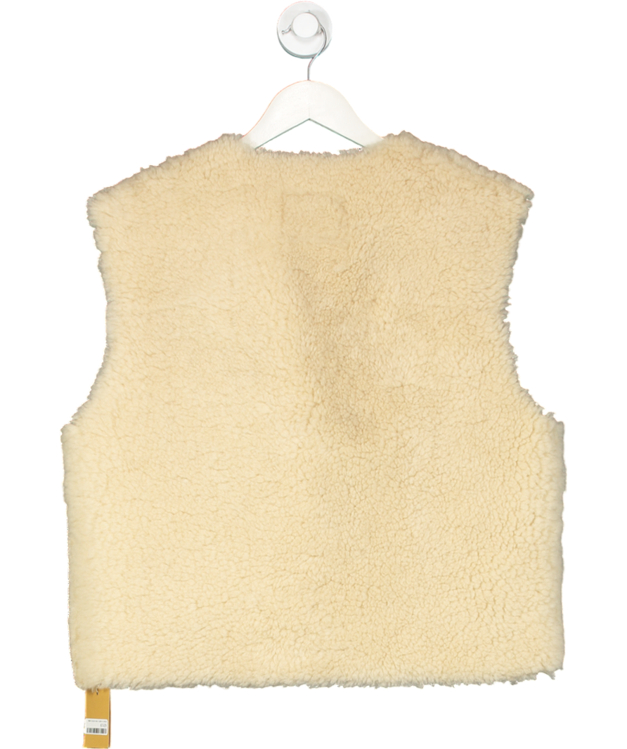 Sandro Cream Sleeveless Shearling Cardigan UK S