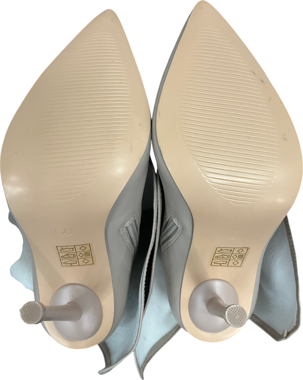 Public Desire Nude All Yours Pointed Toe Stiletto Fold Over Knee High Boots UK 3 EU 36 👠