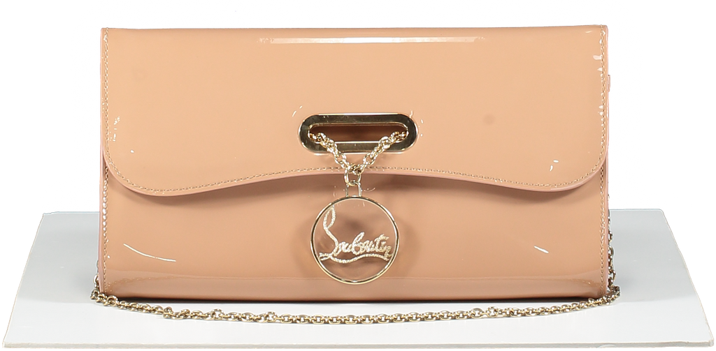 Christian Louboutin Nude Patent Calfskin Riviera Clutch Bag