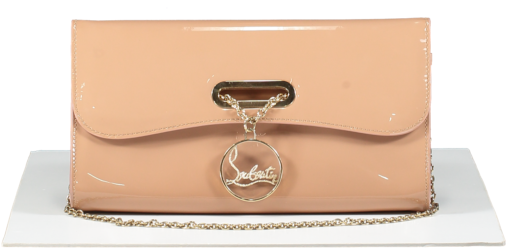 Christian Louboutin Nude Patent Calfskin Riviera Clutch Bag