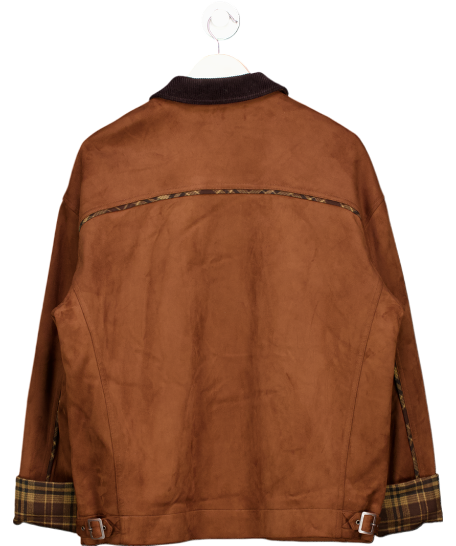 Fabrique X Mariana Catta Brown Robin Corduroy Collar Jacket In Faux Suede UK M
