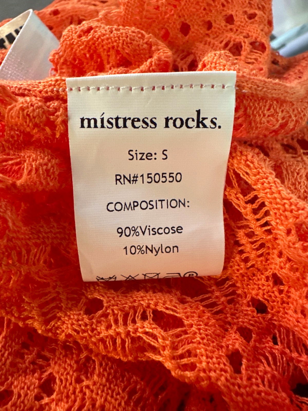 Mistress Rocks Orange Lily Pollen Crochet Shirt UK S