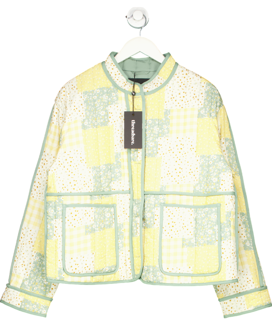 Threadbare Yellow Saltilo Geometric Patchwork Jacket UK 14