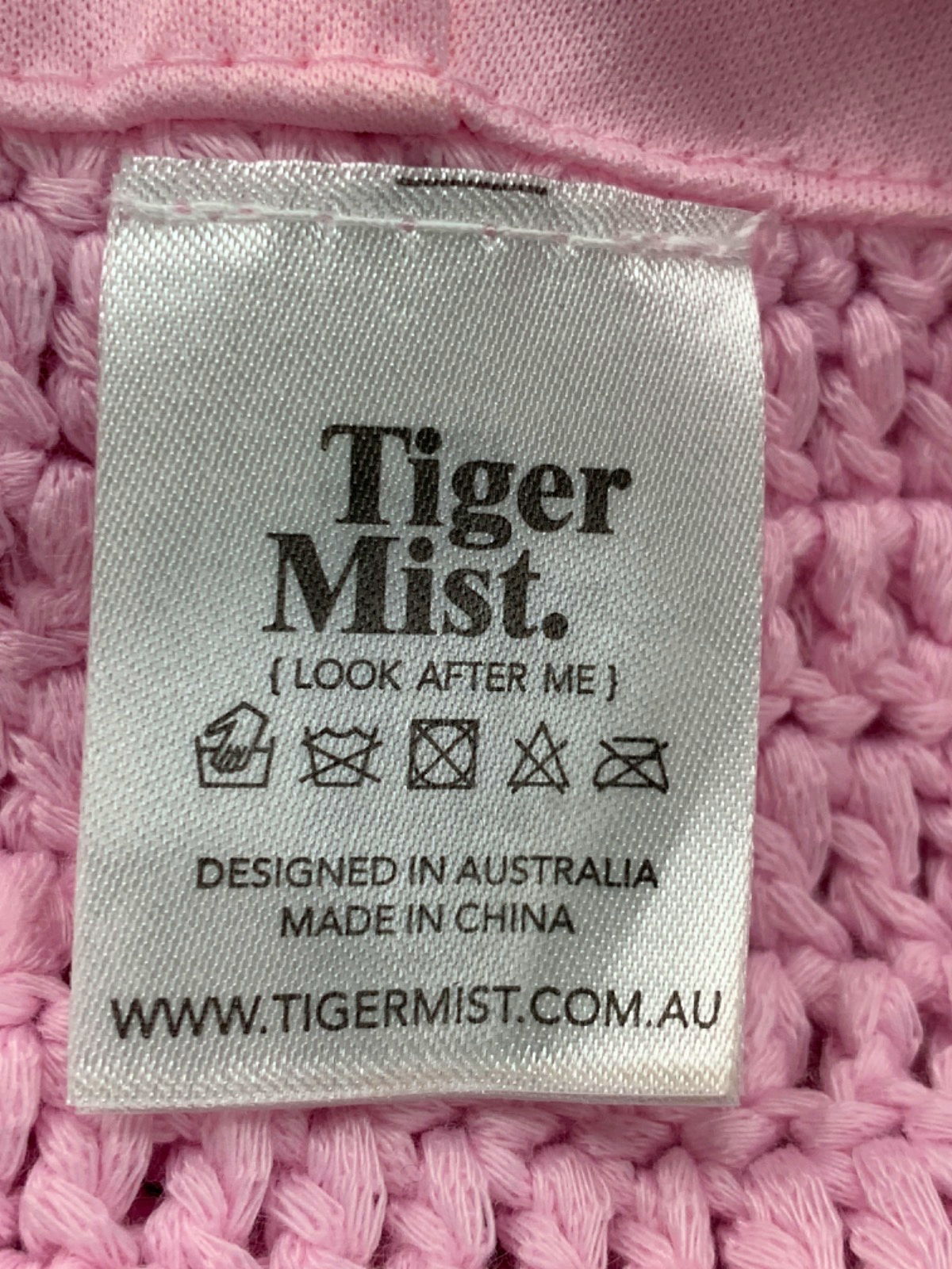 Tiger Mist Pink Crochet Open Front Top UK S