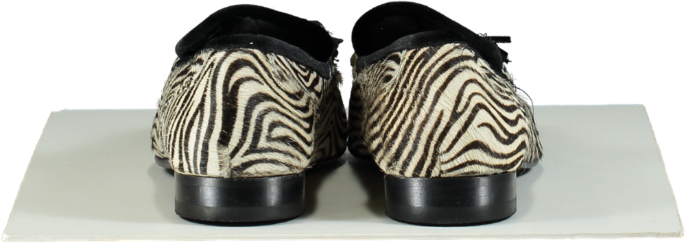 Maximilian Robinson Black and White Zebra Print Pony Skin Loafers UK 10