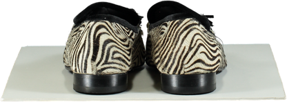 Maximilian Robinson Black and White Zebra Print Pony Skin Loafers UK 10