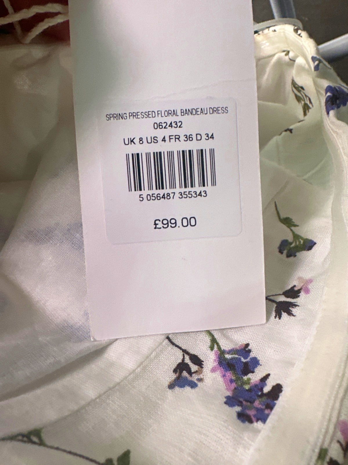 Albaray White Floral Spring Pressed Floral Bandeau Dress UK 8