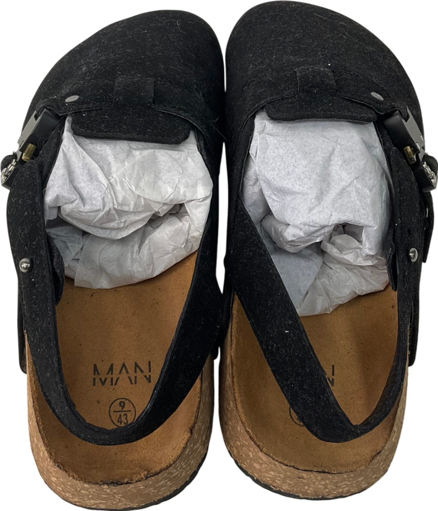 boohooMan Black Faux Suede Mule UK 9 EU 43 👞