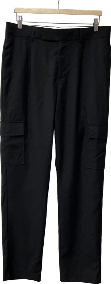 boohooMan Black Tailored Cargo Pocket Straight Leg Trouser UK XXL
