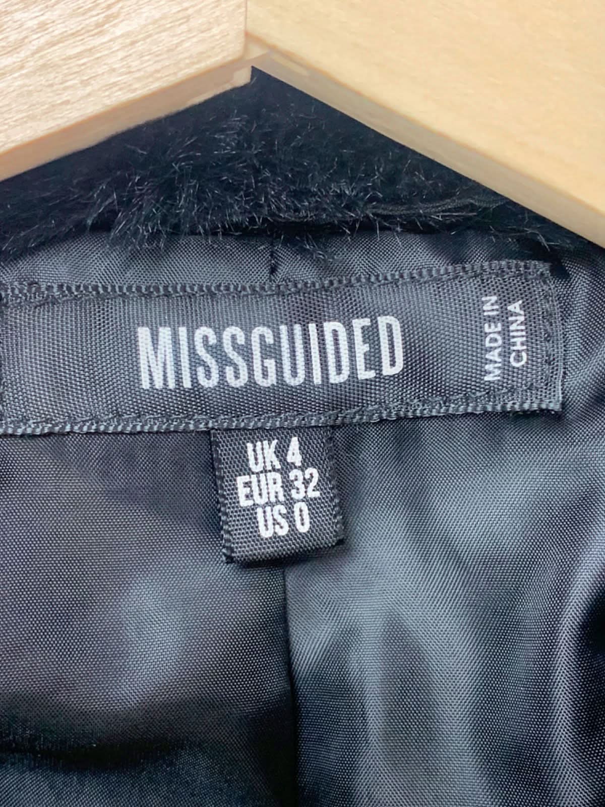 Missguided Black Faux Fur Coat UK 4