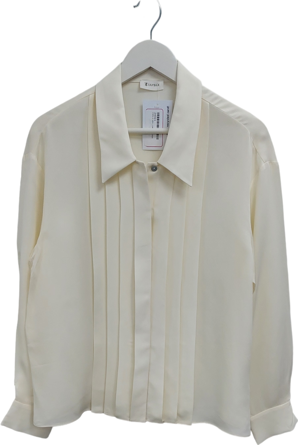 Lilysilk Cream Pleated Silk Blouse UK M
