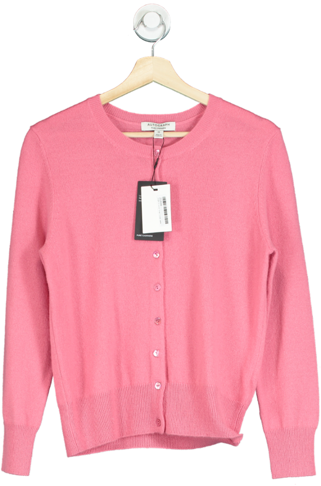 Autograph Pink Pure Cashmere Cardigan UK 10