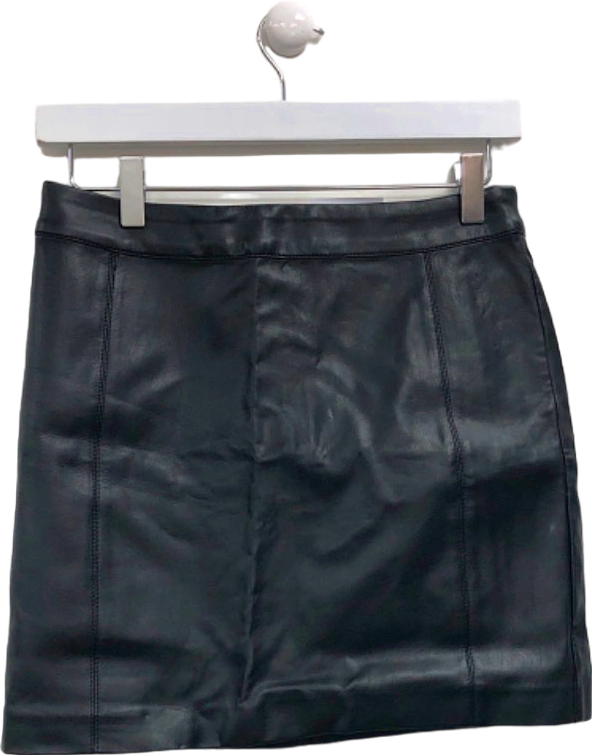 Oasis Black Leather Mini Skirt UK 8