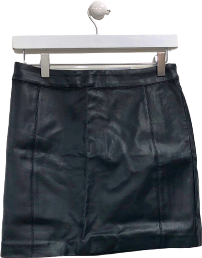 Oasis Black Leather Mini Skirt UK 8